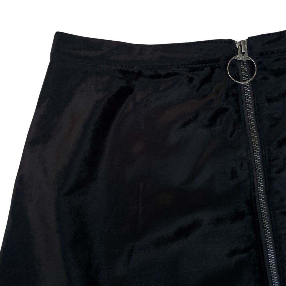 Free People Funkytown Black Velvet A line Mini Skirt Zip Front Sz 12 NWT - Picture 3 of 16